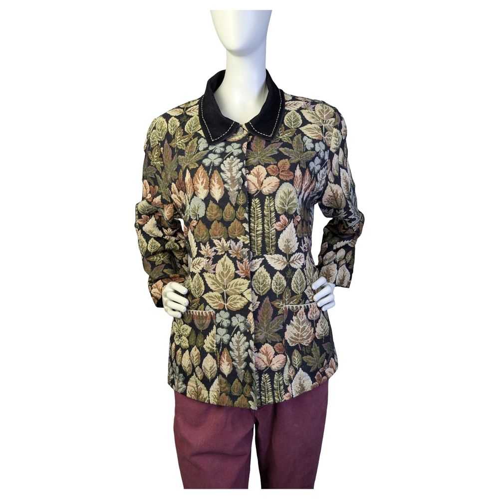 Vintage Deborah Murray Tapestry Jacket Botanical | Made in Canada | Size Medium